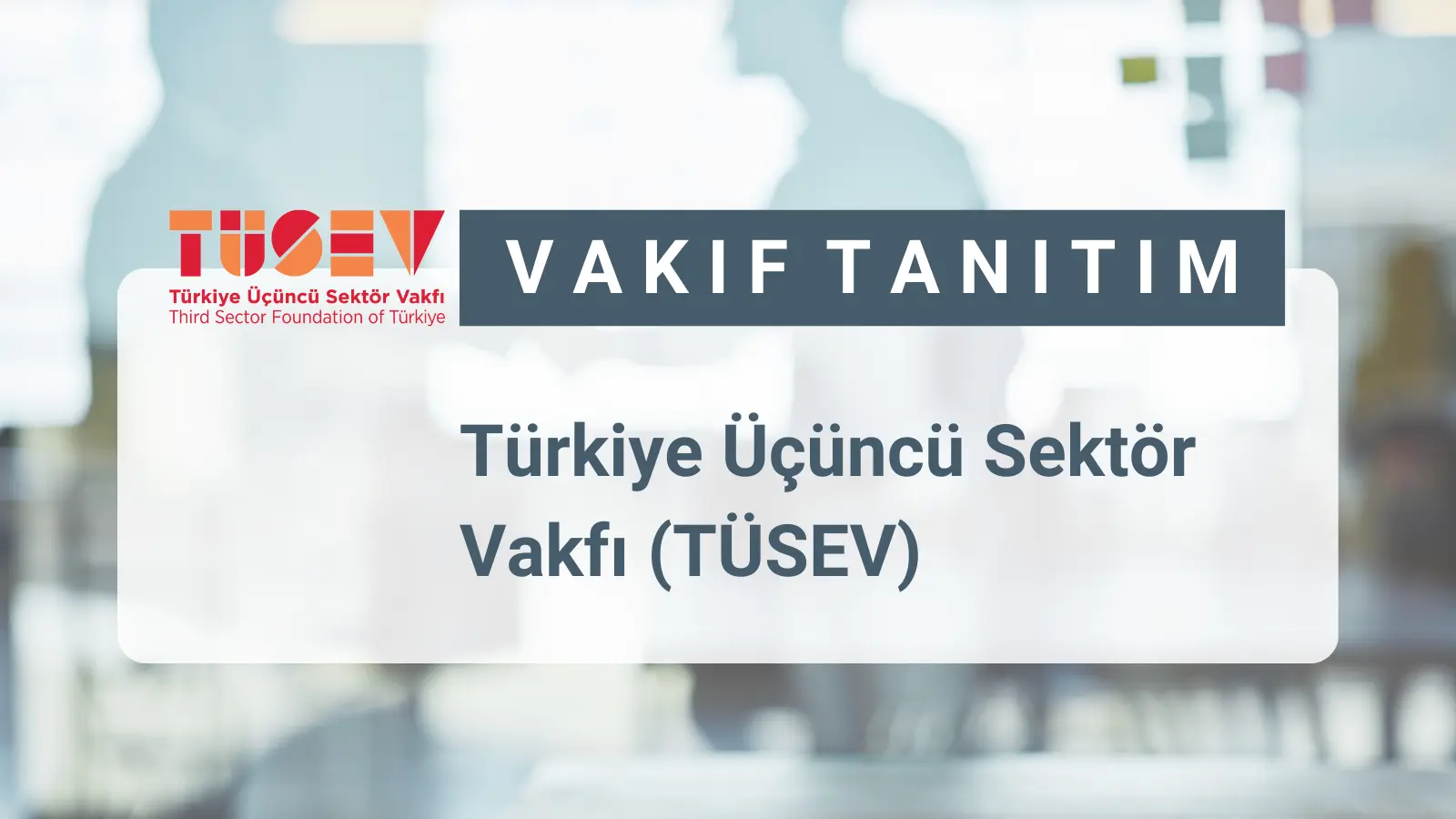 Türkiye Üçüncü Sektör Vakfı (TÜSEV) olarak 1993 yılında Türkiye’de sivil toplum kuruluşlarının (STK) karşılaştığı ortak ve güncel sorunlara çözümler geliştirmek için kuruldu. 30 yılı aşkın deneyimi ışığında, STK’lar için elverişli ve destekleyici yasal ve mali ortamın oluşturulması, stratejik ve etkin bağışçılığın teşvik edilmesi, kamu, özel sektör ve sivil toplum arasında diyalog ve iş birliğinin sağlanması, Türkiye’deki sivil toplumun uluslararası düzeyde tanıtılması ve iş birliklerinin kurulması, sivil toplumun itibarının artırılması, sivil toplumla ilgili araştırmalar yapılması ve bilgi üretiminin artması amaçlarıyla, Türkiye’de daha güçlü, katılımcı ve itibarlı bir sivil toplum için faaliyetlerini sürdürmektedir.